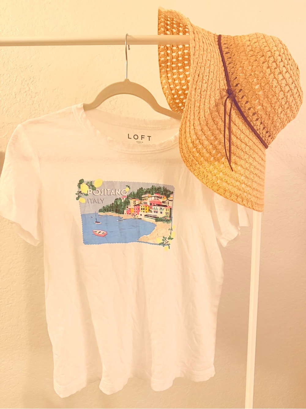 LOFT White Positano Seaside Graphic Tee